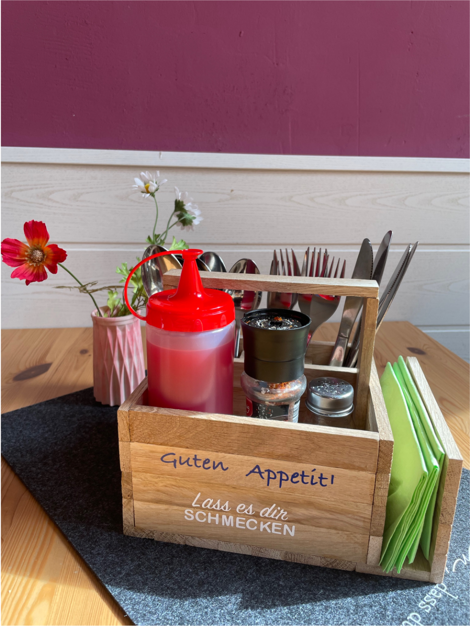 Tisch Organizer aus Holz - Gewürz- und Besteckhalter