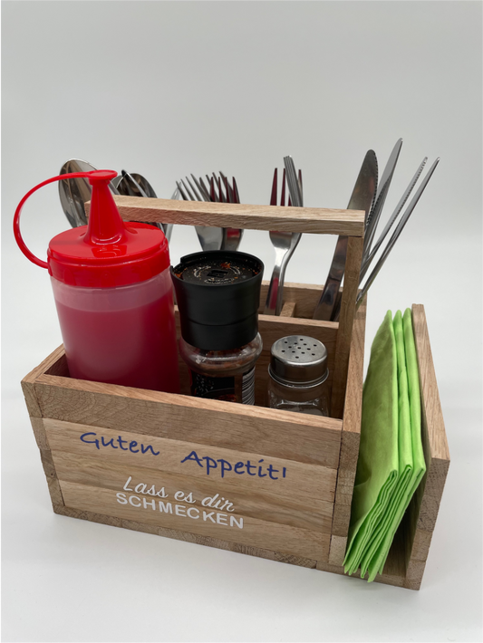 Tisch Organizer aus Holz - Gewürz- und Besteckhalter