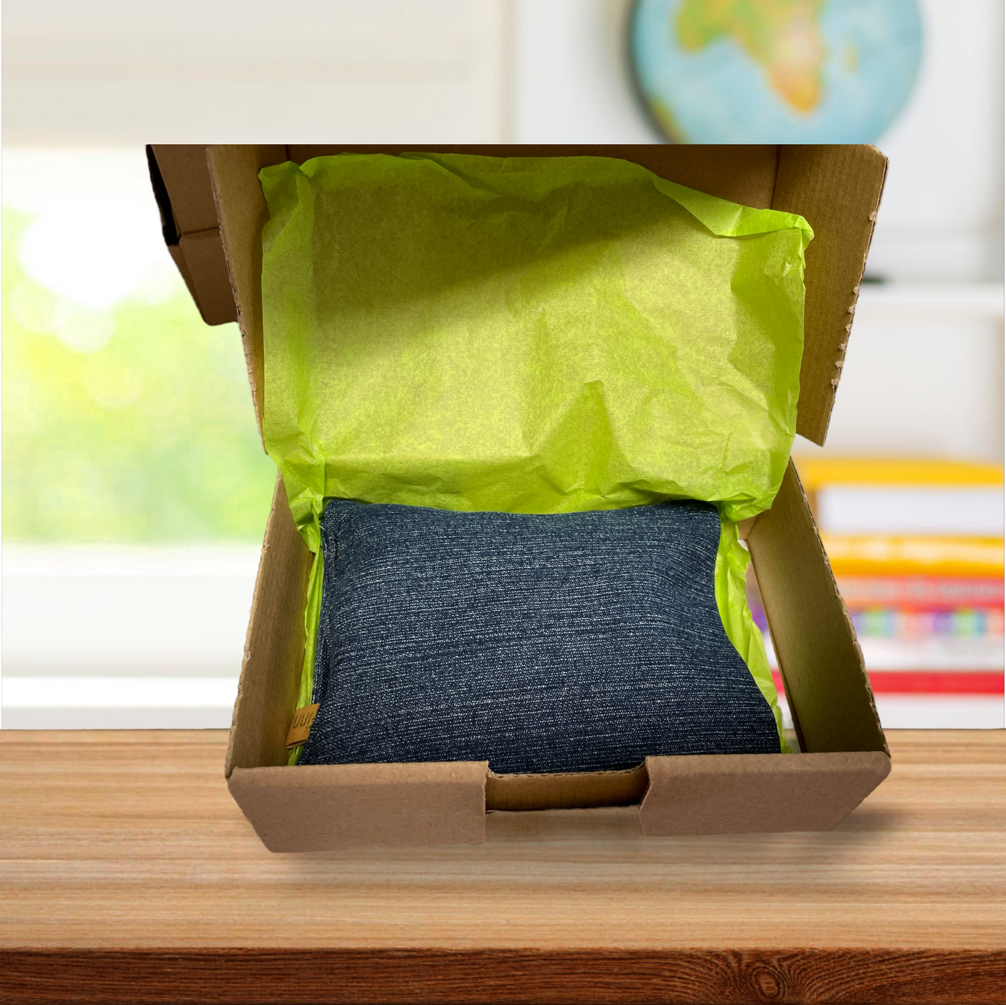 Jeans-Knetkissen mit Biorapsfüllung