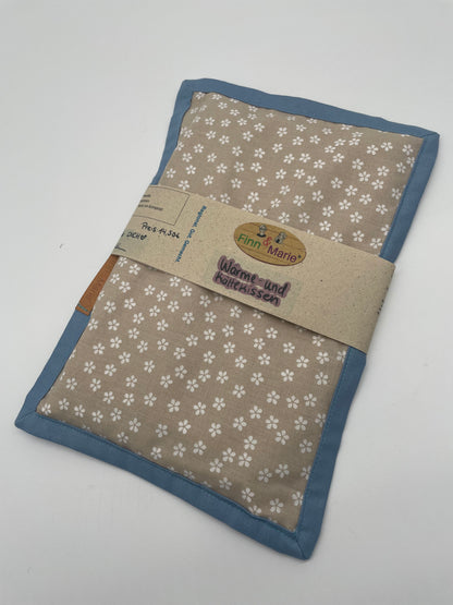 Wärme-/Kältekissen mit Bio-Rapssamen beige mit Blümchen